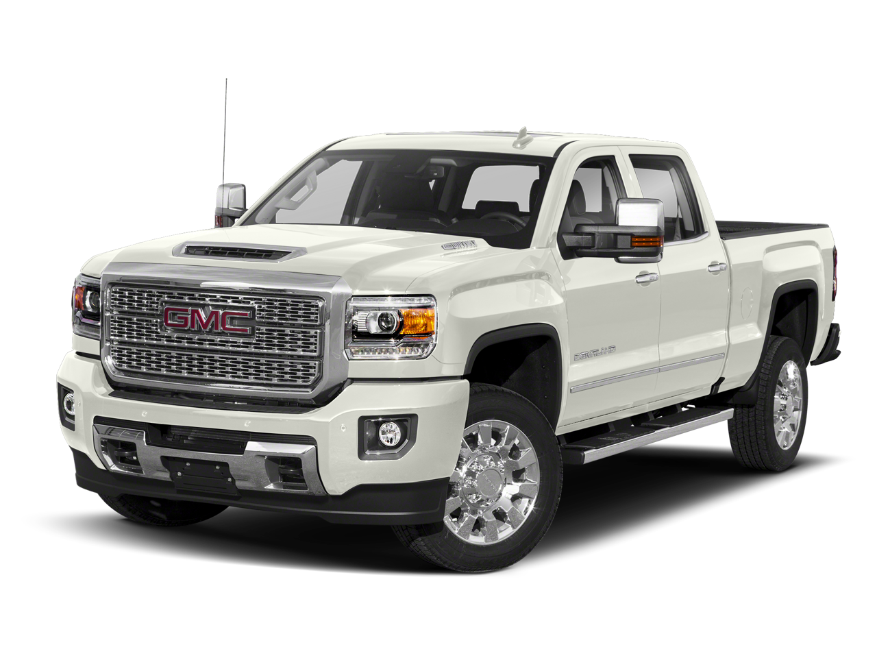 2019 GMC Sierra 2500HD Denali in White Frost Tricoat — front three-quarter view