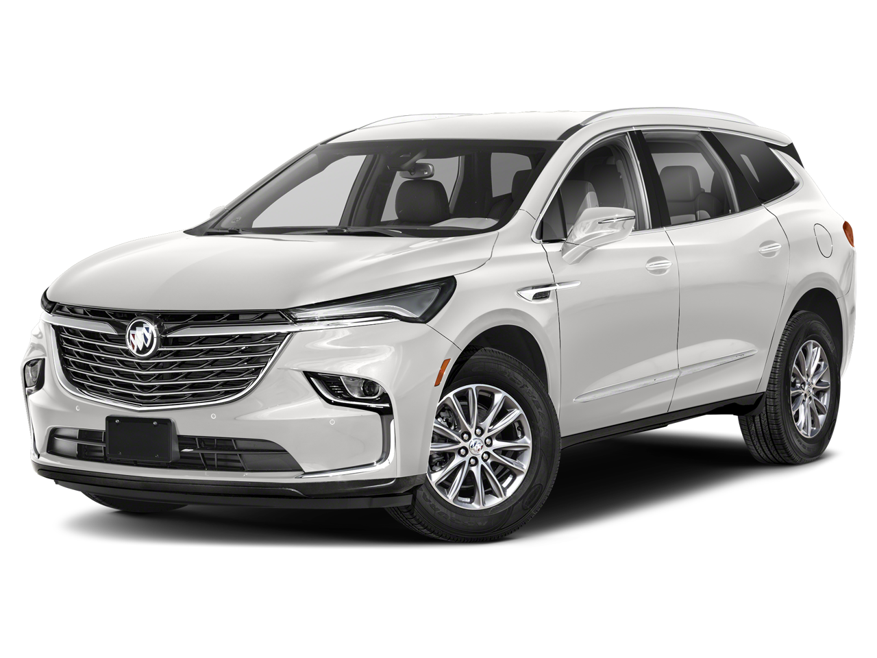 2023 Buick Enclave Essence in Summit White — front three-quarter view