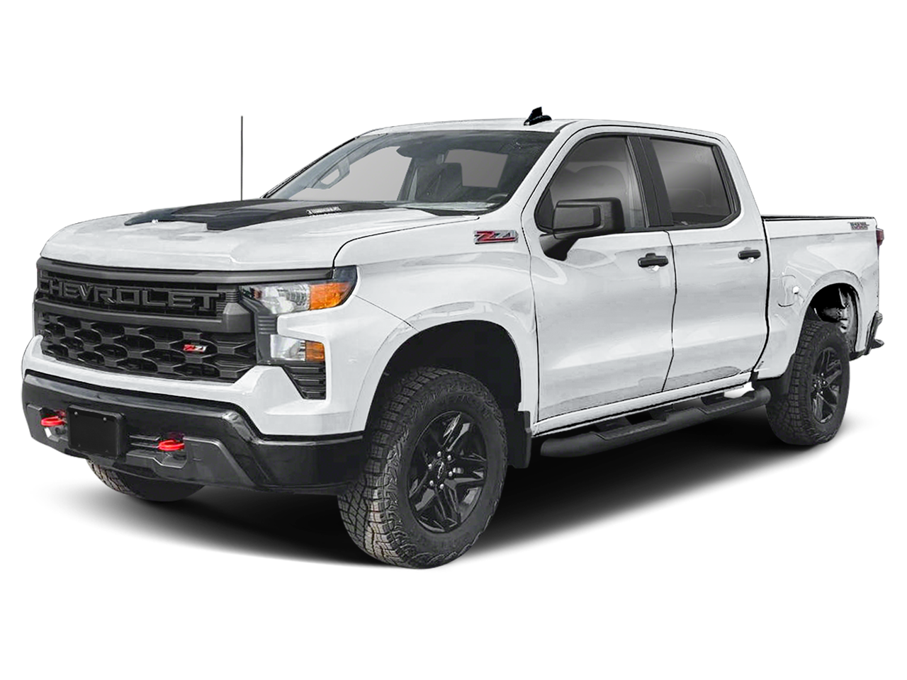 2026 Chevrolet Silverado 1500 Custom Trail Boss in Summit White — front three-quarter view