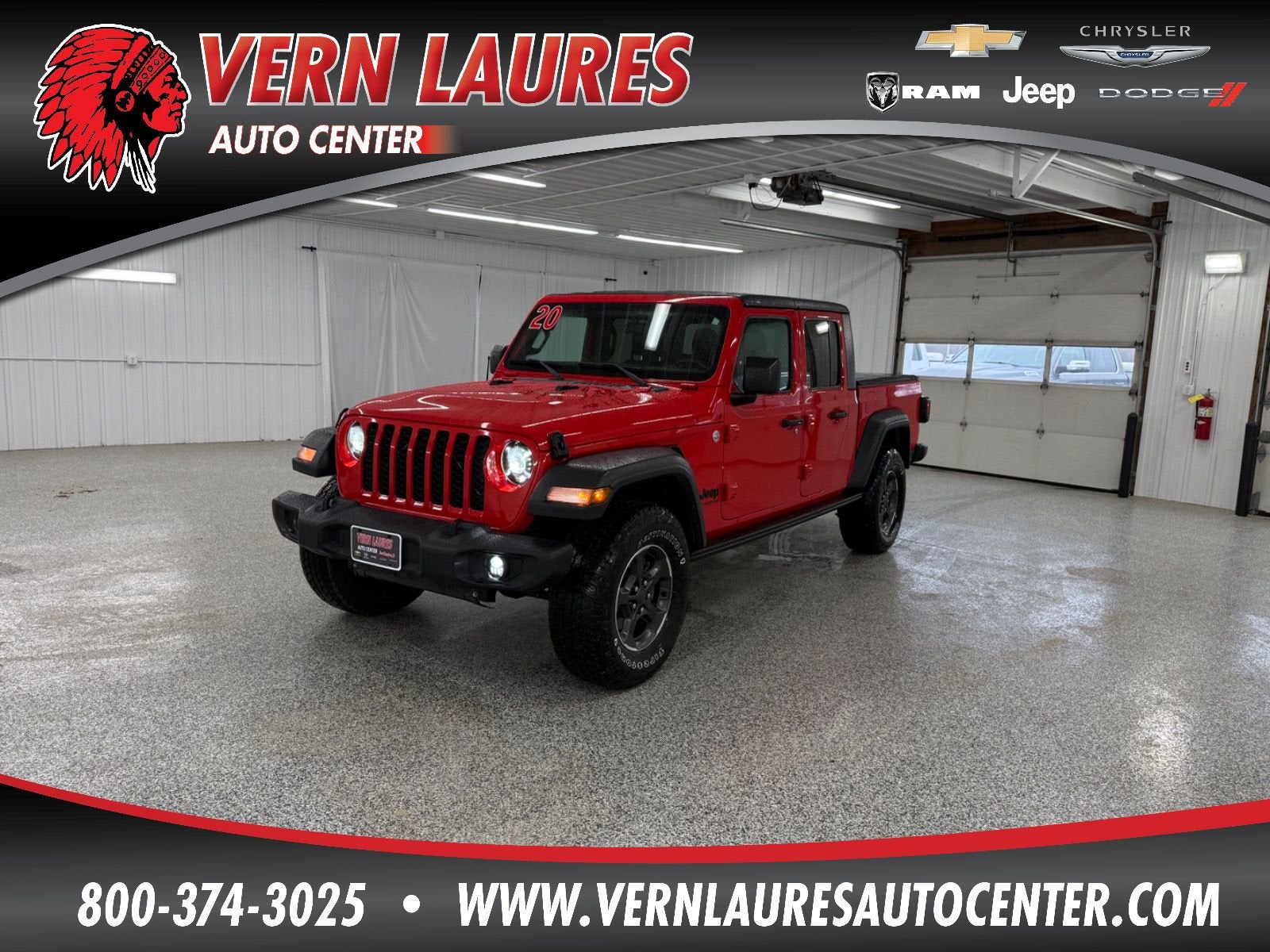 2020 Jeep Gladiator Sport S in Firecracker Red Clearcoat — front three-quarter view