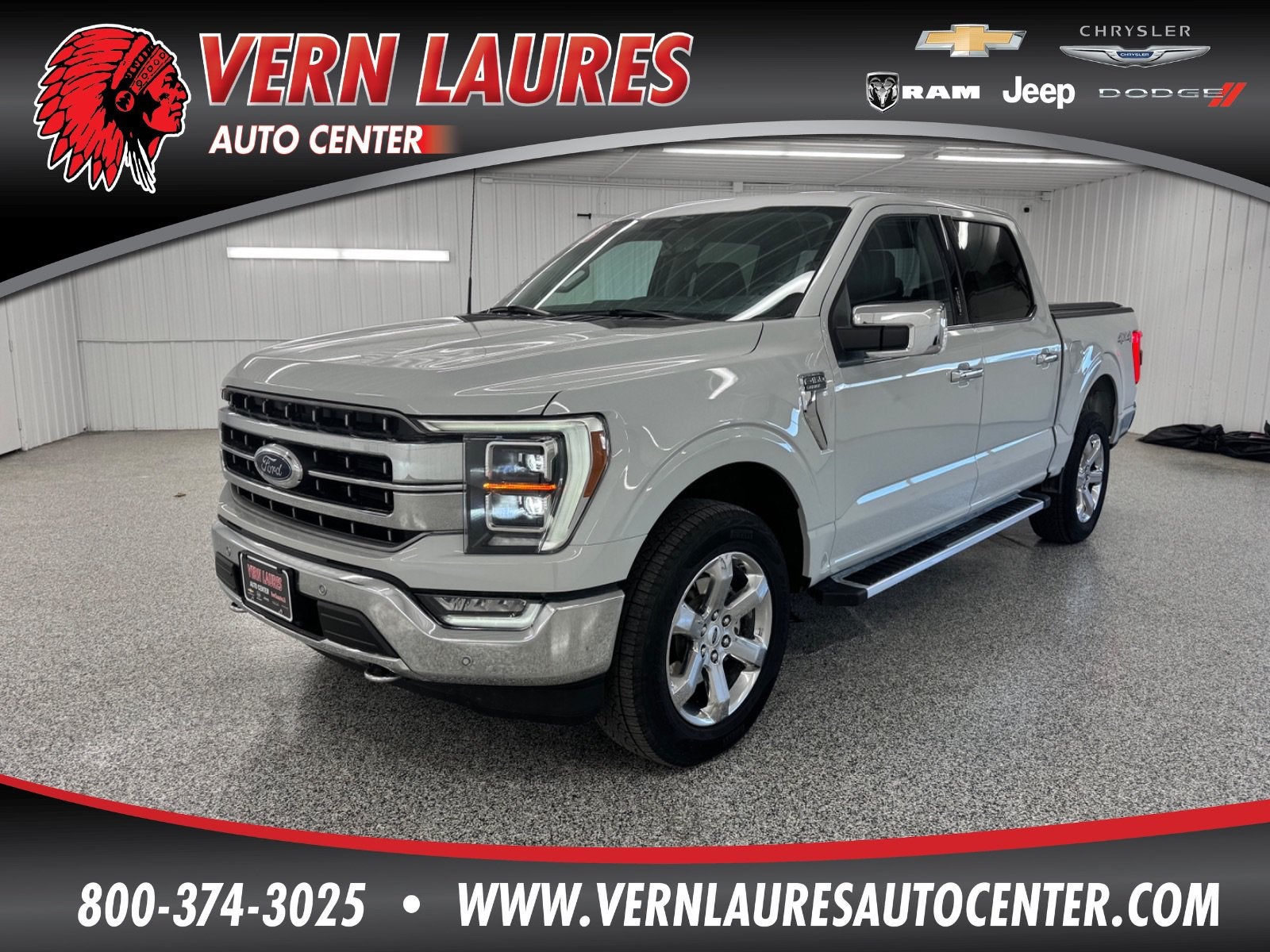 2023 Ford F-150 LARIAT in White — front three-quarter view
