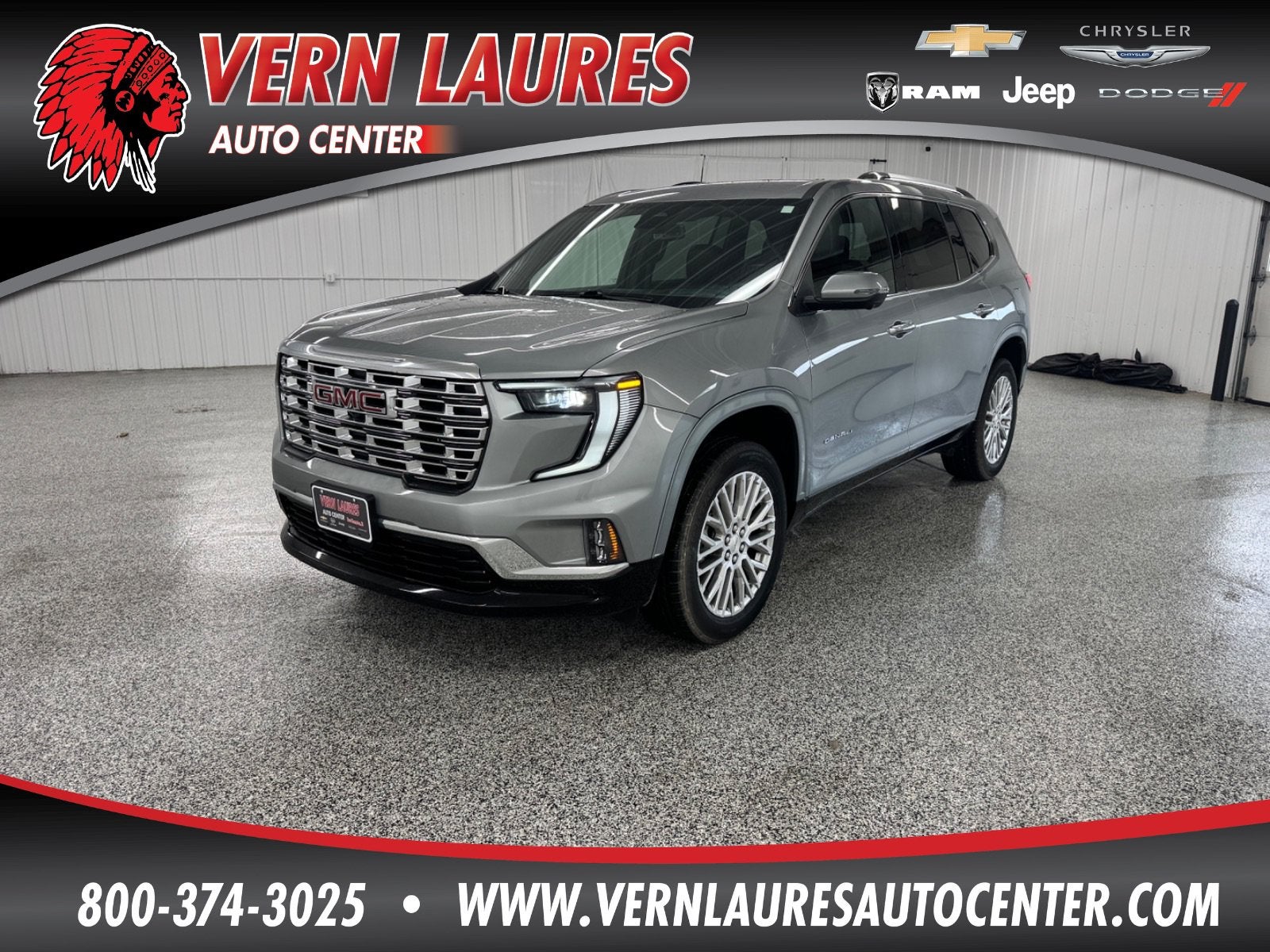 2024 GMC Acadia AWD Denali in Sterling Metallic — front three-quarter view