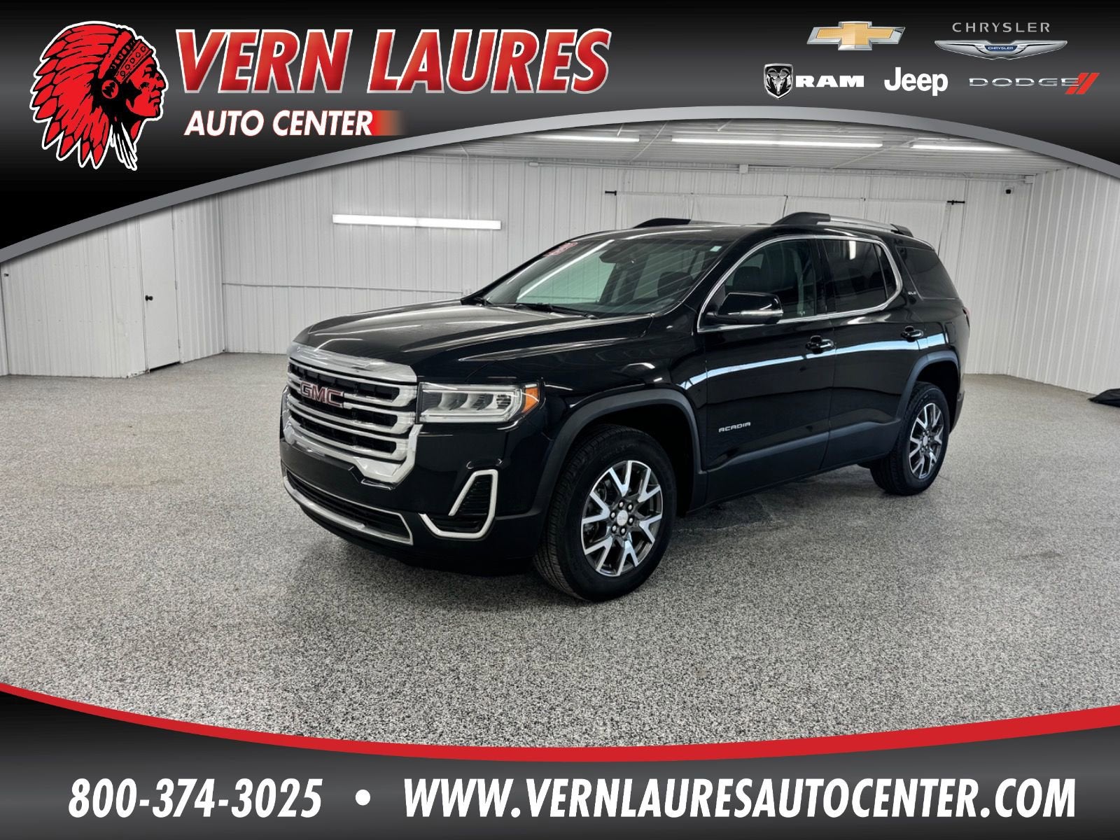 2023 GMC Acadia SLE in Ebony Twilight Metallic — front three-quarter view